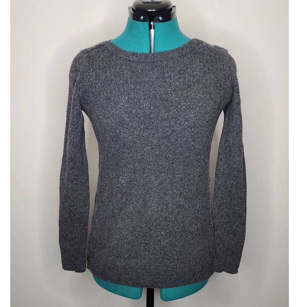 Madewell gray merino wool side button sweater - small